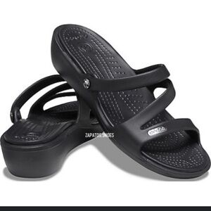 Crocs Womens Size 10 Patricia Black  Sandals Wedge Open Toe